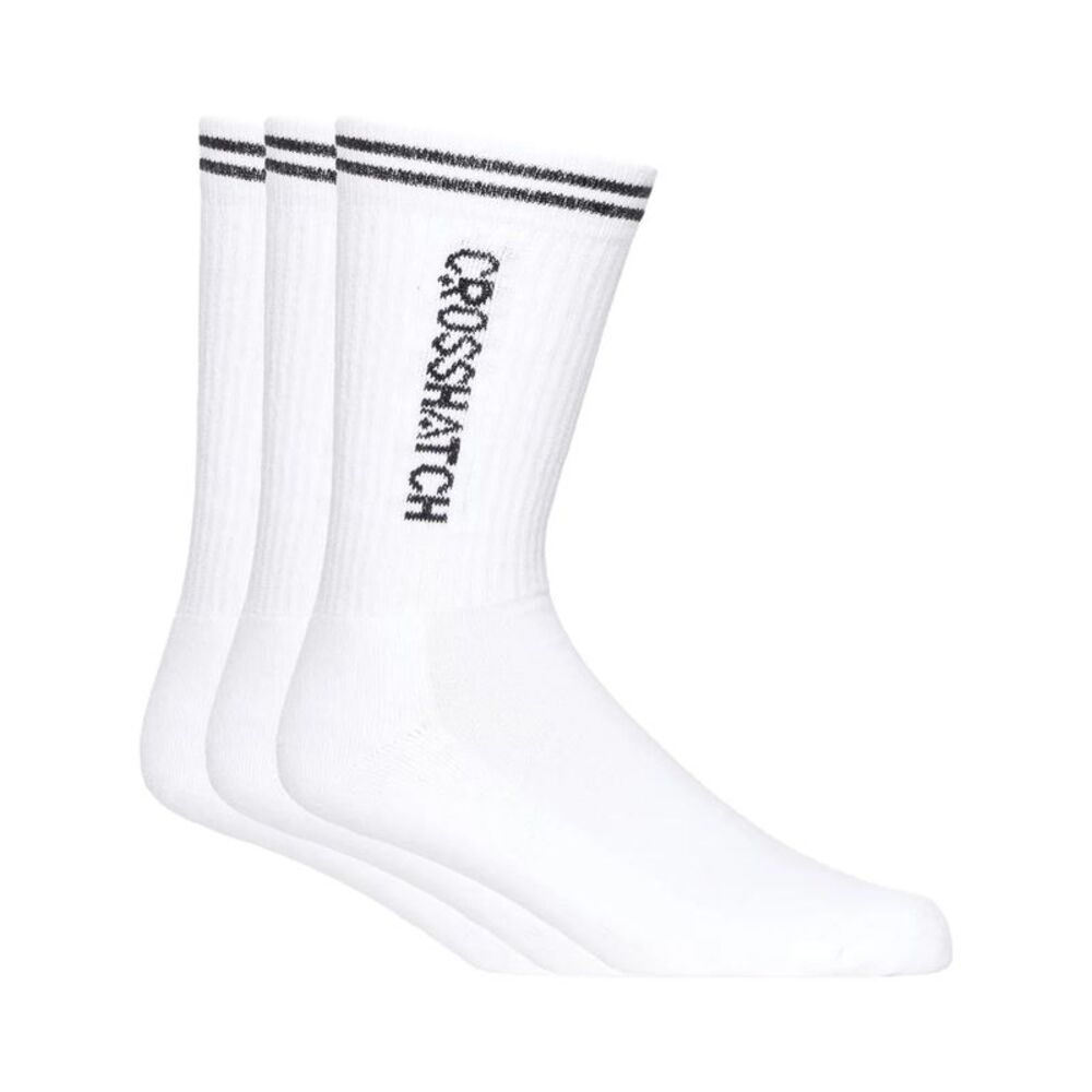 Crosshatch Mens Peppy Sports Socks (Pack of 3) / White